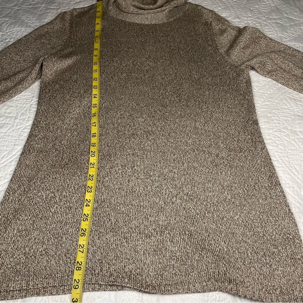 Belford for Neiman Marcus Silk Blend Turtleneck Sweater Heather Brown Tan Large - Picture 11 of 11